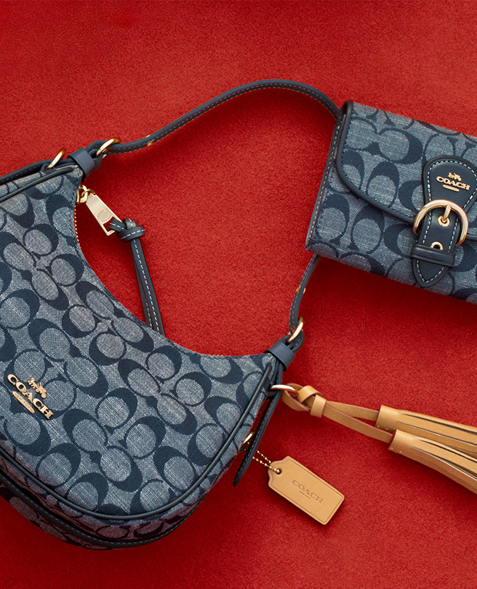 coach denim wristlet